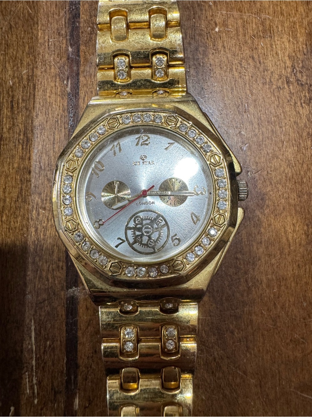 Gold-Tone Men's Crystal Accent Dress Watch